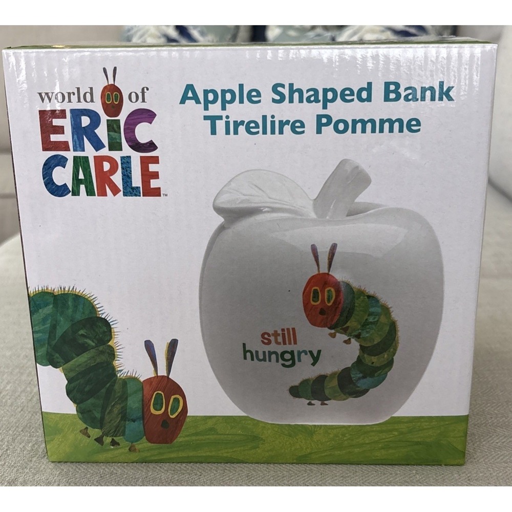 World Of Eric Carle Apple Shaped Ceramic Bank New N Box Very Hungry Caterpillar